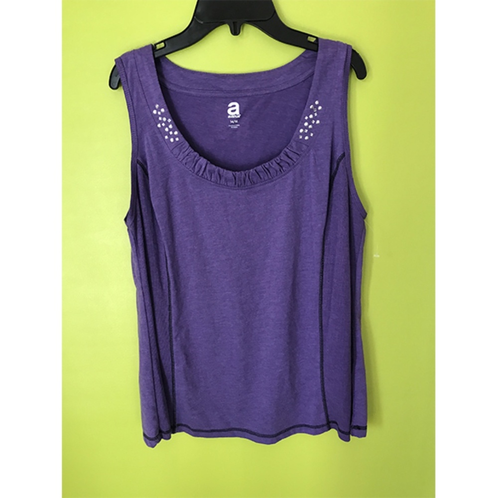 Avenue Bead Ruffled Neck Violet Cami Top 14 / 16